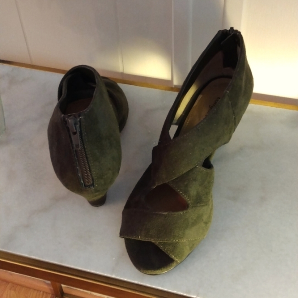 comfortview Moss Green Faux Suede Shoebooties